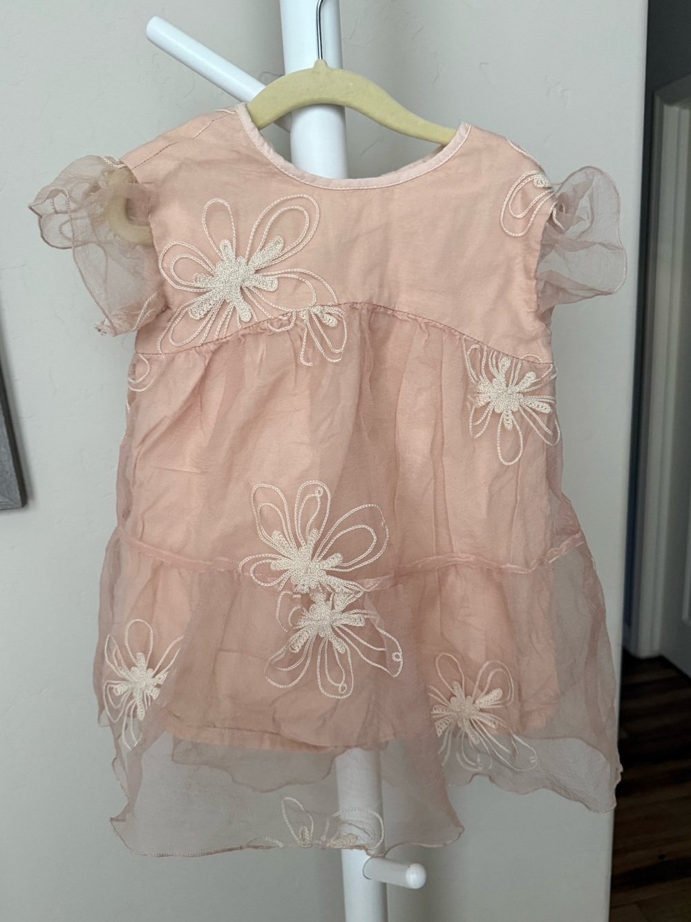 Zara Girls Light Pink Flower Floral Tulle Dress Size 2/3 Kids Blush